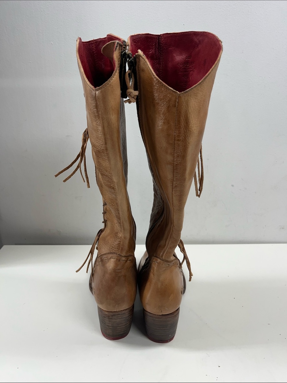 New BED STU Charis Tall Tan Leather Heeled Boots Size 6 - Picture 3 of 9